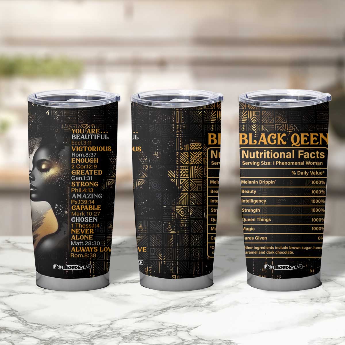 Black Women Inspire Tumbler Cup African Queen Beautiful Victorious Enough Gift For Her TB09 Print Your Wear