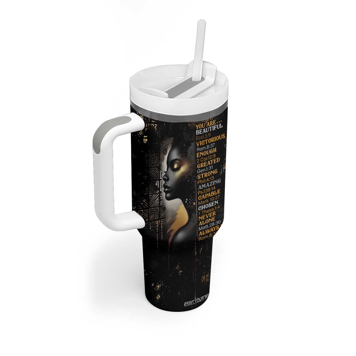 Black Women Inspire Tumbler With Handle African Queen Beautiful Victorious Enough Gift For Her TB09 Print Your Wear