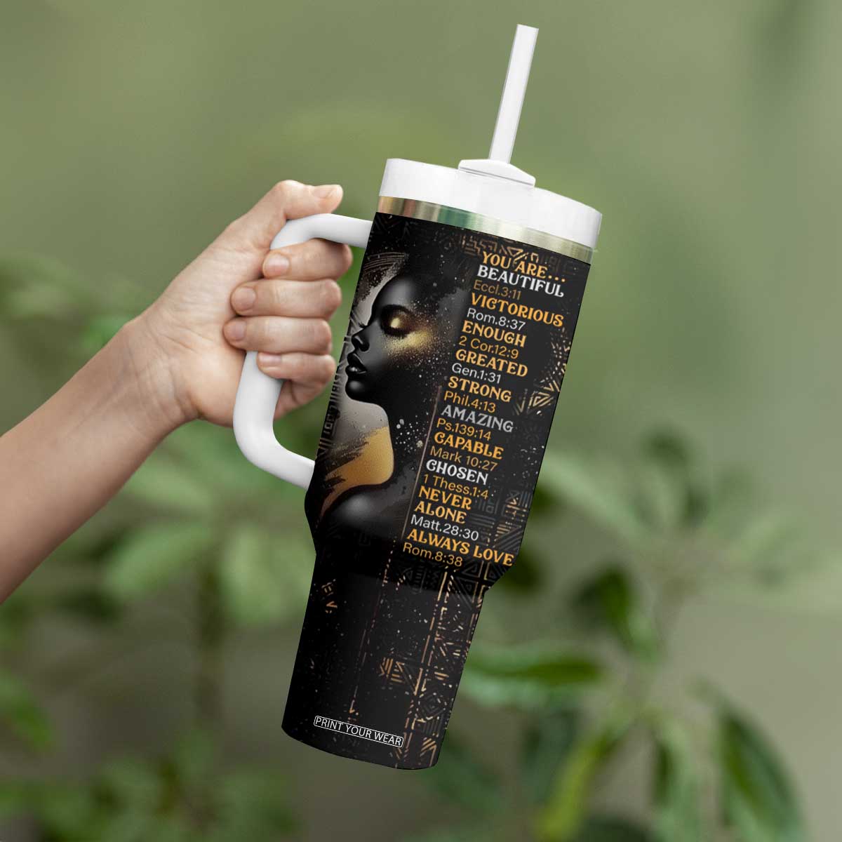 Black Women Inspire Tumbler With Handle African Queen Beautiful Victorious Enough Gift For Her TB09 Print Your Wear