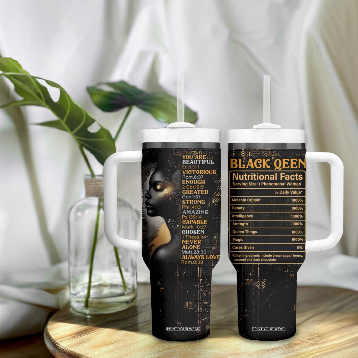 Black Women Inspire Tumbler With Handle African Queen Beautiful Victorious Enough Gift For Her TB09 Print Your Wear