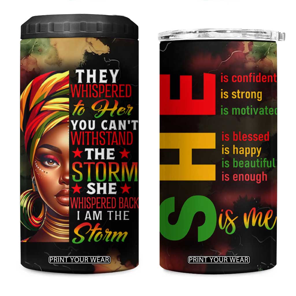 Black Women 4 in 1 Can Cooler Tumbler Confident Strong She Is Me Gift For Her TB09 One Size: 16 oz Pan-African Print Your Wear