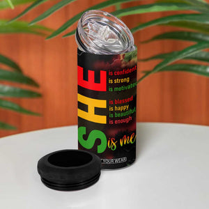 Black Women 4 in 1 Can Cooler Tumbler Confident Strong She Is Me Gift For Her TB09 Print Your Wear