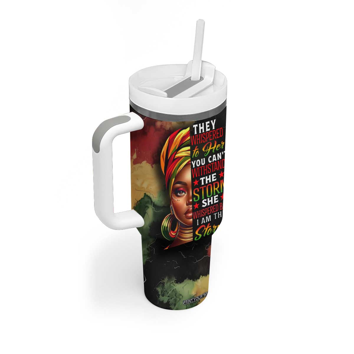 Black Women Tumbler With Handle Confident Strong She Is Me Gift For Her TB09 Print Your Wear
