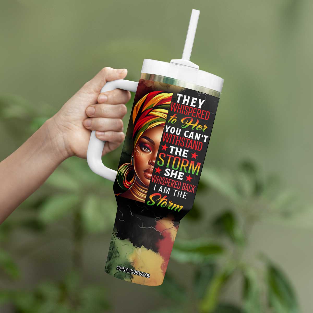 Black Women Tumbler With Handle Confident Strong She Is Me Gift For Her TB09 Print Your Wear
