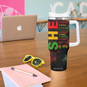 Black Women Tumbler With Handle Confident Strong She Is Me Gift For Her TB09 Print Your Wear