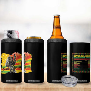 Black Women 4 in 1 Can Cooler Tumbler Black Queen Nutrition Facts Gift for Her TB09 Print Your Wear