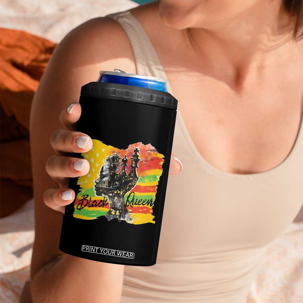 Black Women 4 in 1 Can Cooler Tumbler Black Queen Nutrition Facts Gift for Her TB09 Print Your Wear