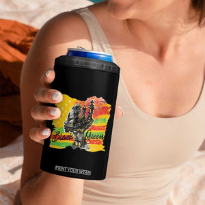 Black Women 4 in 1 Can Cooler Tumbler Black Queen Nutrition Facts Gift for Her TB09 Print Your Wear