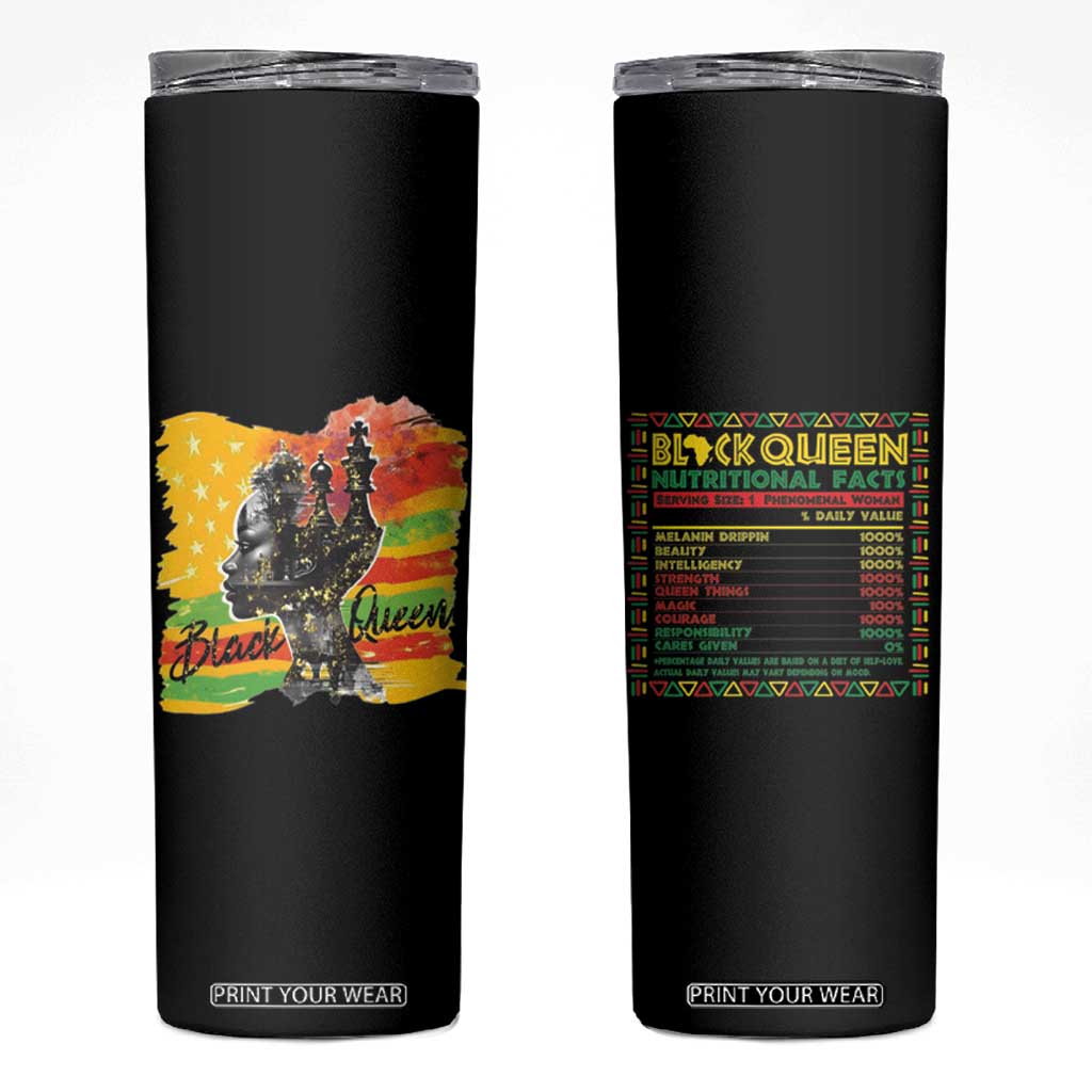 Black Women Skinny Tumbler Black Queen Nutrition Facts Gift for Her TB09 Black Print Your Wear