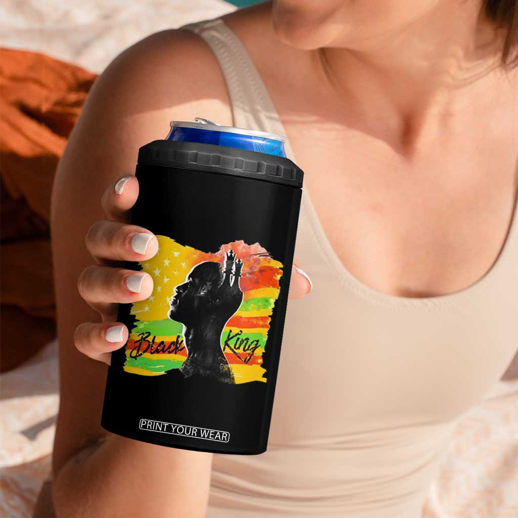 Black King 4 in 1 Can Cooler Tumbler African American Man Pride Gift for Him TB09 Print Your Wear