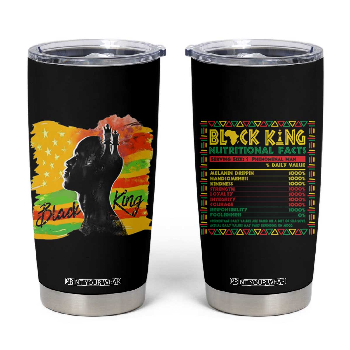 Black King Tumbler Cup African American Man Pride Gift for Him TB09 Black Print Your Wear