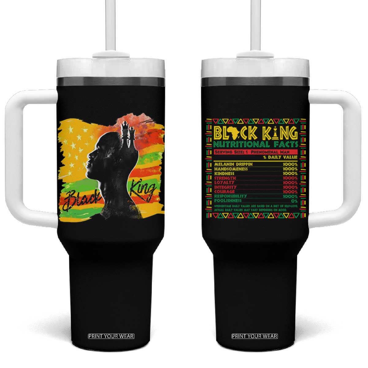 Black King Tumbler With Handle African American Man Pride Gift for Him TB09 One Size: 40 oz Black Print Your Wear
