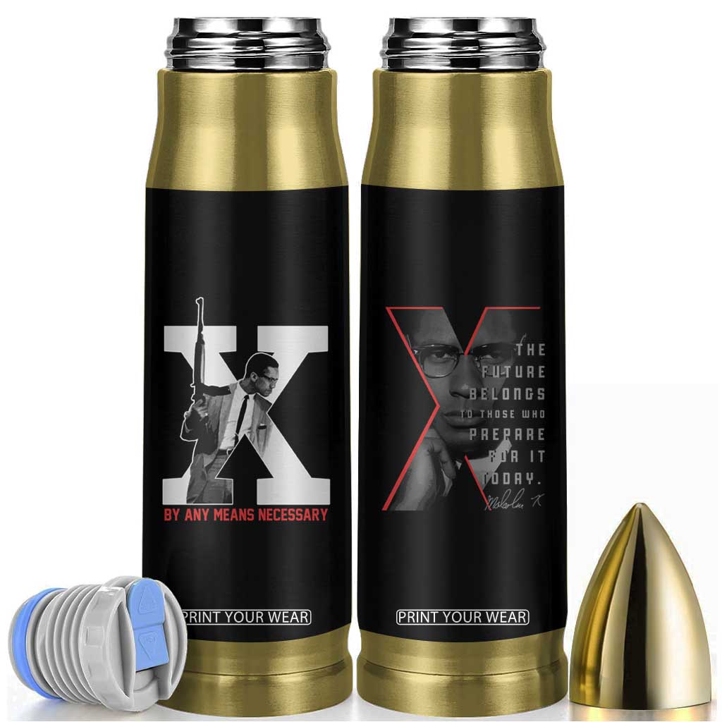 Malcolm X Bullet Tumbler By Any Means Civil Rights Leaders Black Pride BLM TB09 Black Print Your Wear