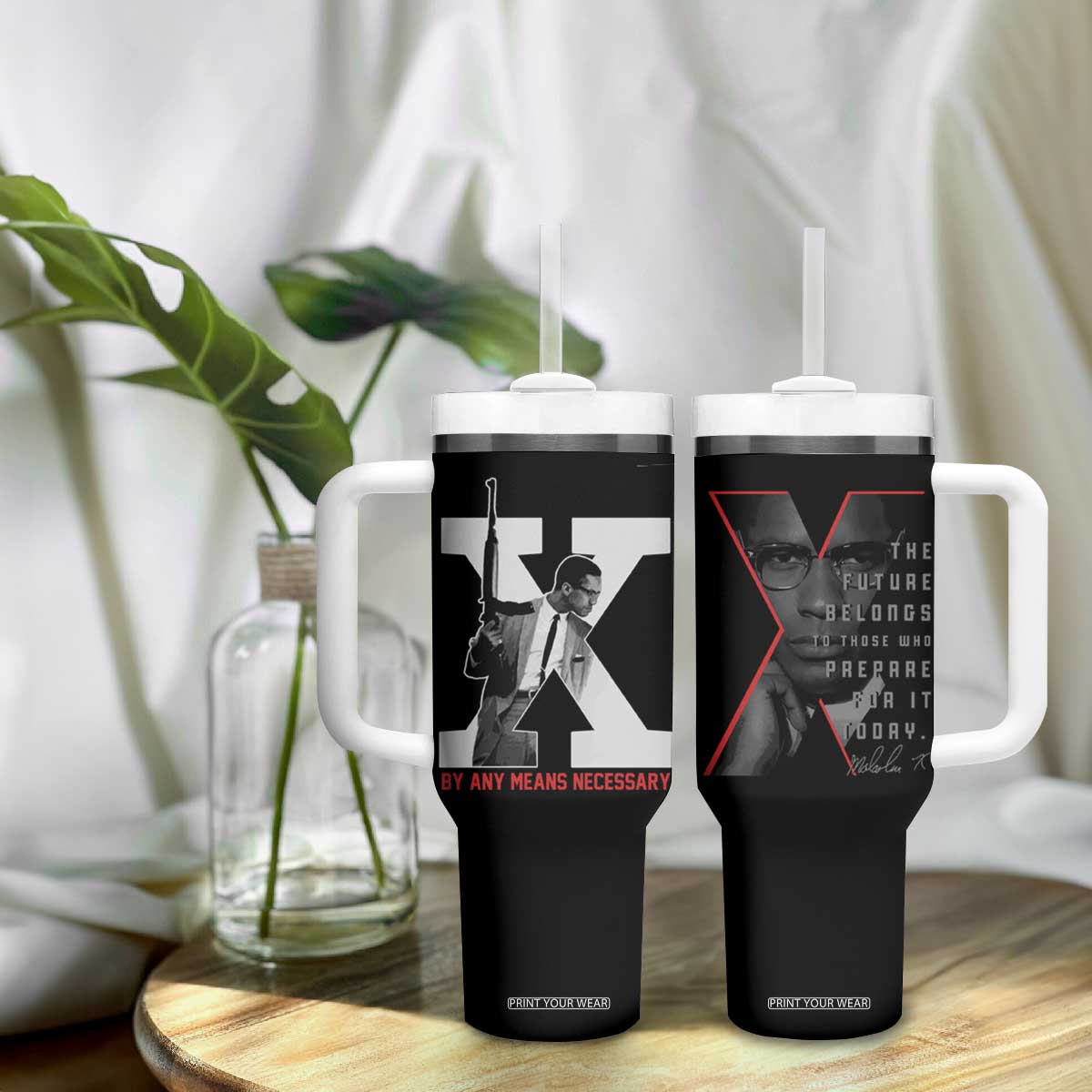 Malcolm X Tumbler With Handle By Any Means Civil Rights Leaders Black Pride BLM TB09 Print Your Wear