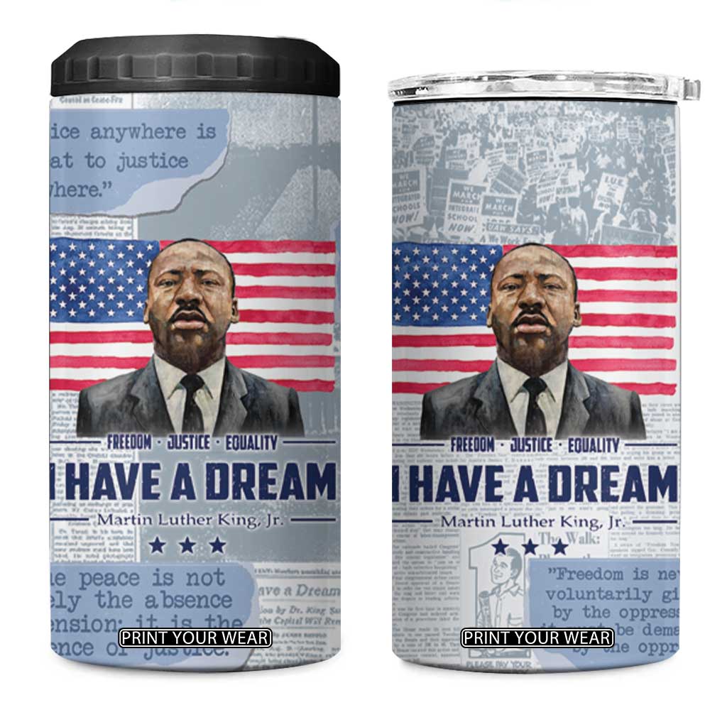 Martin Luther King Jr. 4 in 1 Can Cooler Tumbler I Have A Dream Like King Civil Rights Leaders Black Pride TB09 One Size: 16 oz Old Newspaper Print Your Wear