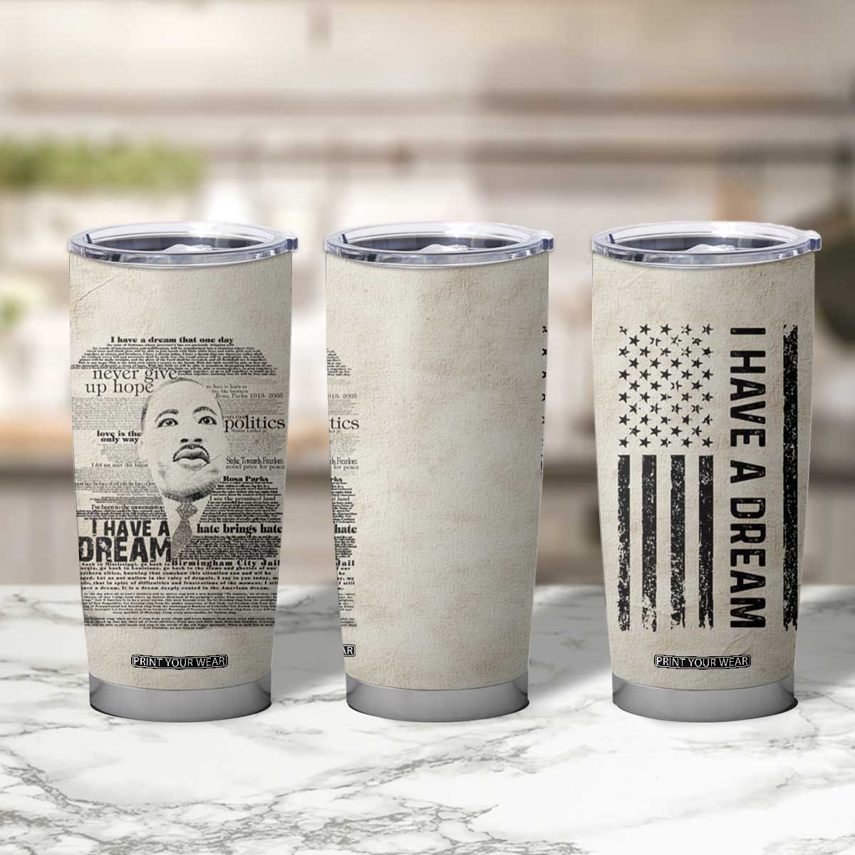Martin Luther King Jr. Tumbler Cup I Have A Dream Civil Rights Leader American Flag TB09 Print Your Wear
