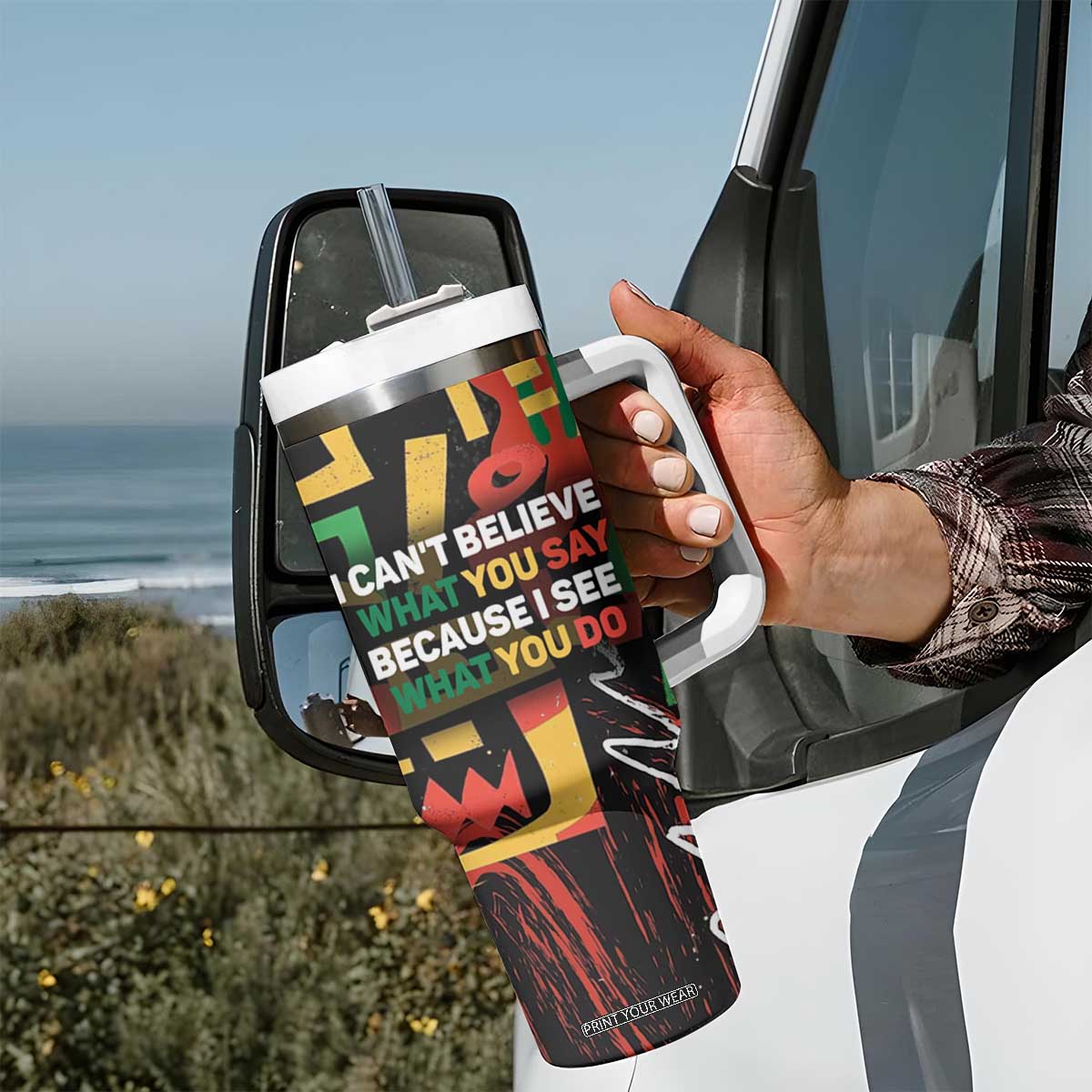 James Baldwin Tumbler With Handle I Can't Believe What You Say Because I See What You Do Black Pride TB09 Print Your Wear