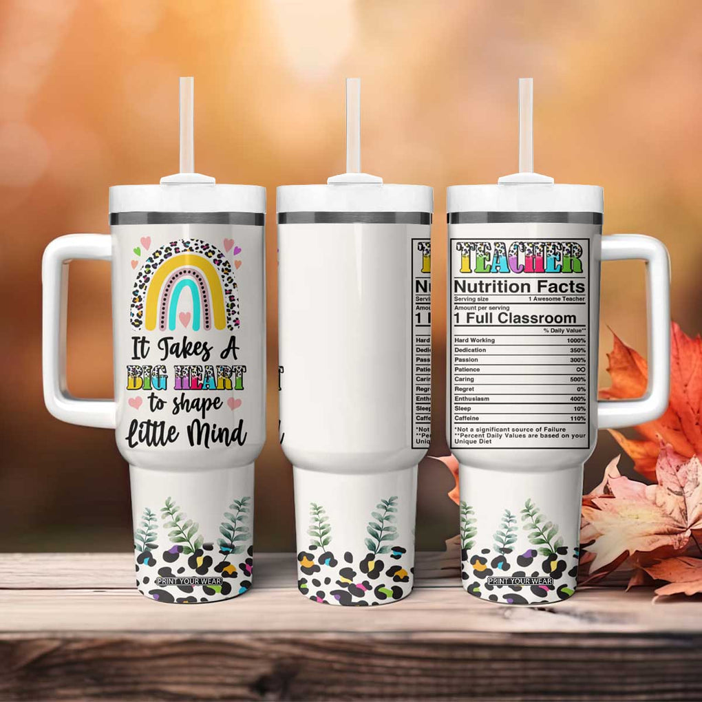 Teacher Tumbler With Handle It Takes A Big Heart To Shape Little Minds TB09 Print Your Wear