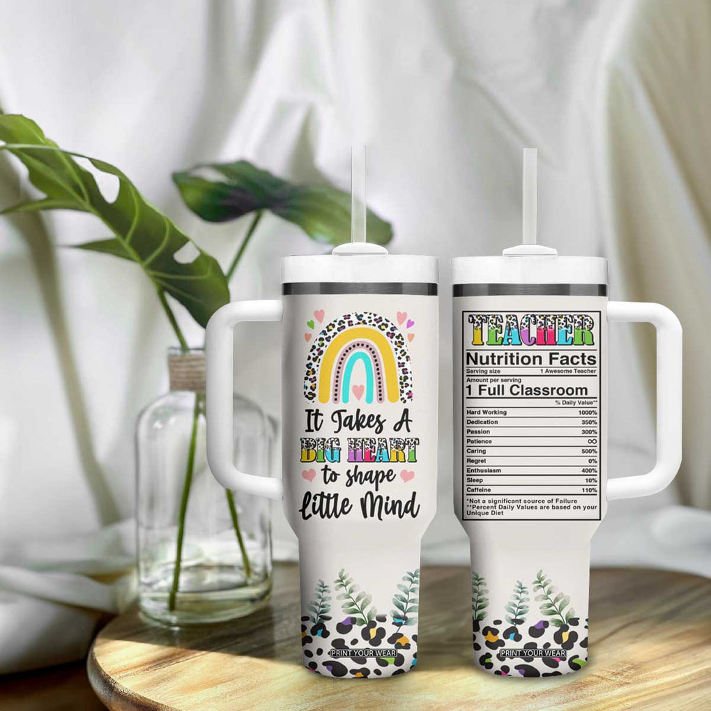 Teacher Tumbler With Handle It Takes A Big Heart To Shape Little Minds TB09 Print Your Wear