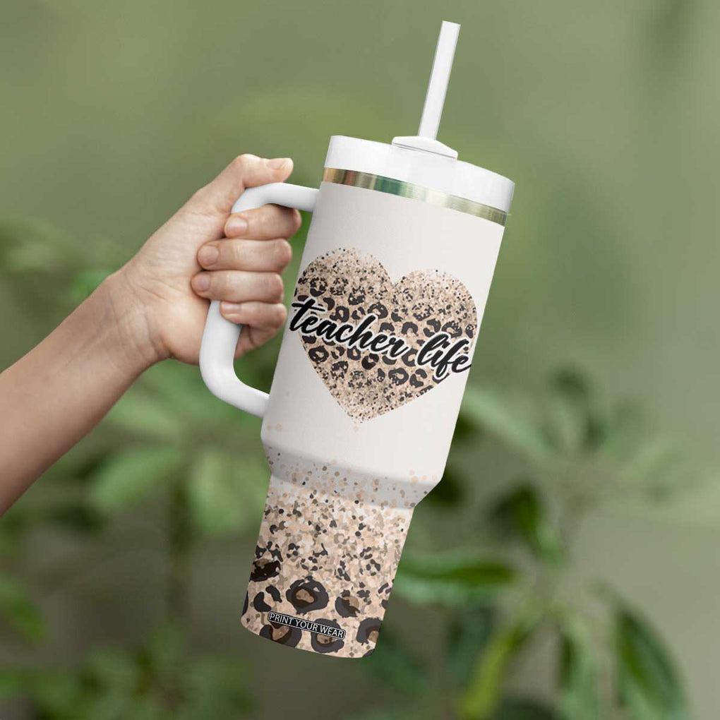 Teacher Life Tumbler With Handle It Takes A Big Heart To Shape Little Minds TB09 Print Your Wear