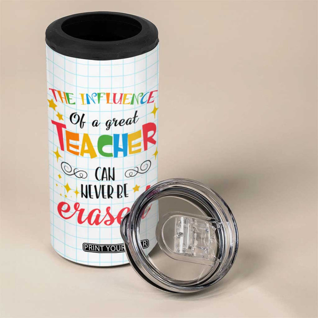 Teacher 4 in 1 Can Cooler Tumbler The Influence Of A Great Teacher Can Never Be Erased TB09 Print Your Wear