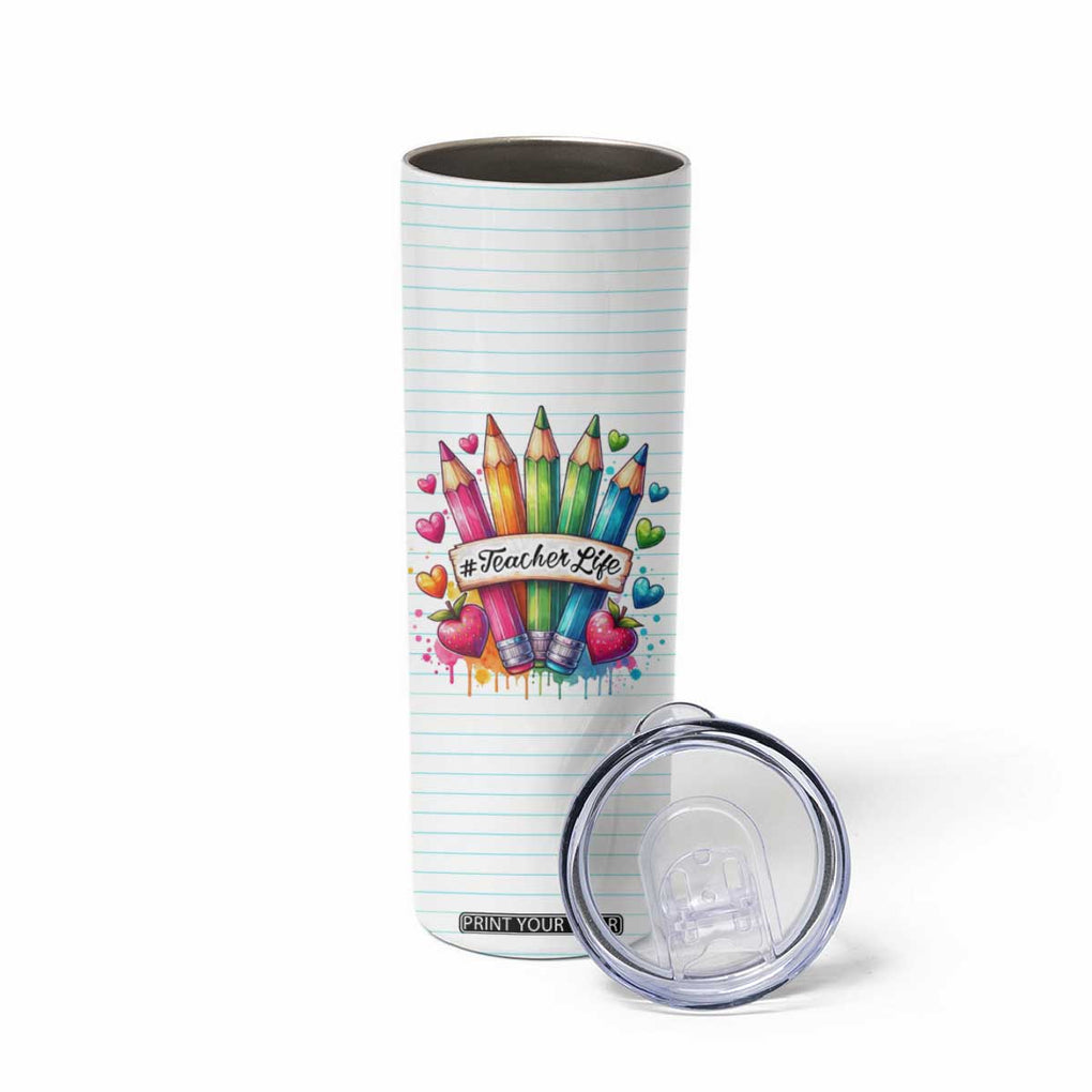 Teacher Life Skinny Tumbler Teach Love Inspire Back To School TB09 Print Your Wear