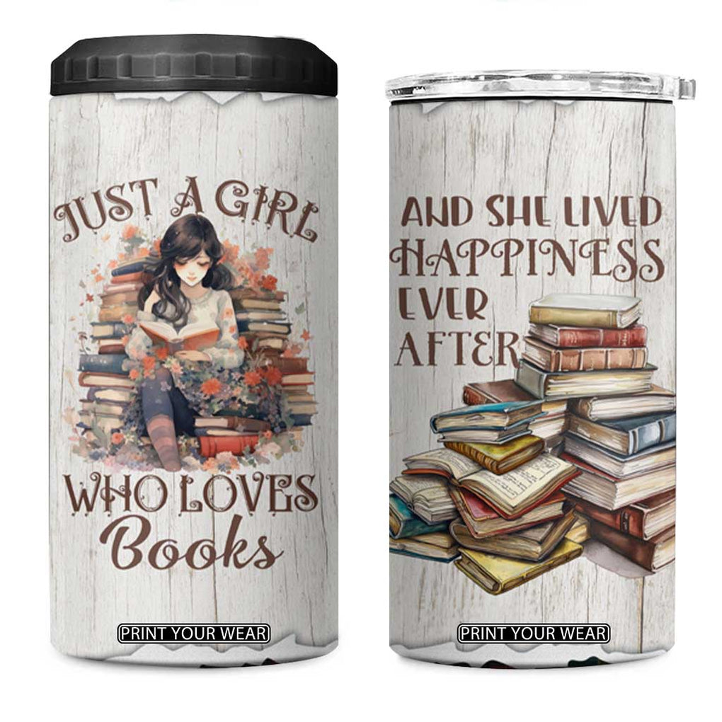 Book Lover 4 in 1 Can Cooler Tumbler Just A Girl Who Loves Books TB09 One Size: 16 oz Beige Print Your Wear