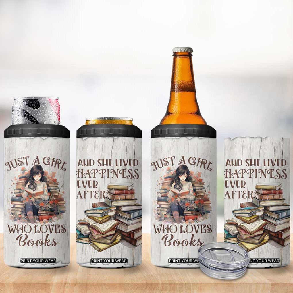 Book Lover 4 in 1 Can Cooler Tumbler Just A Girl Who Loves Books TB09 Print Your Wear