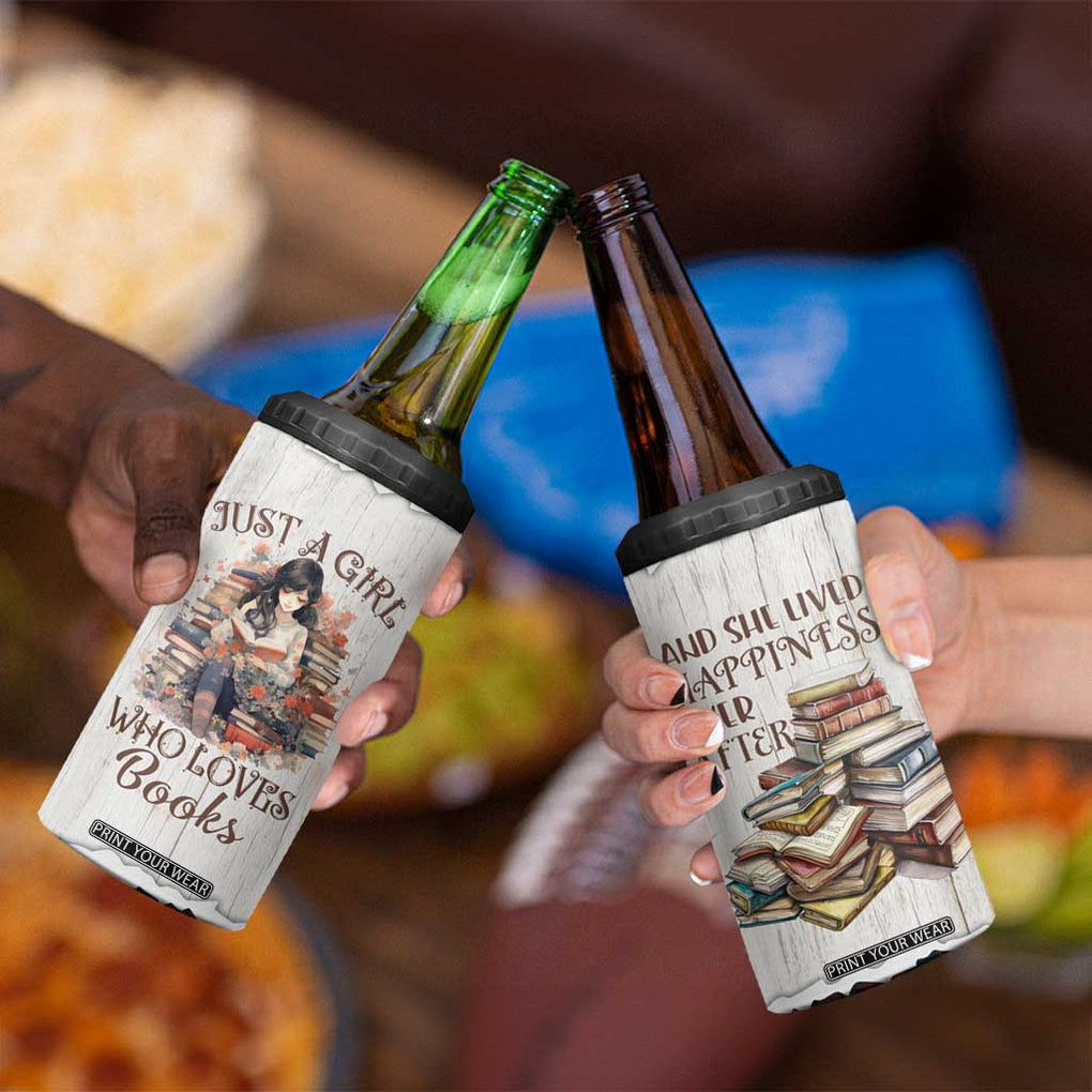 Book Lover 4 in 1 Can Cooler Tumbler Just A Girl Who Loves Books TB09 Print Your Wear