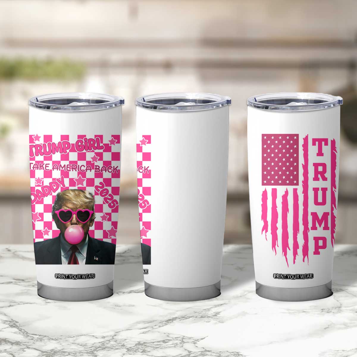 Trump Girl Tumbler Cup Pink Trump Take America Back Patriotic TB09 Print Your Wear