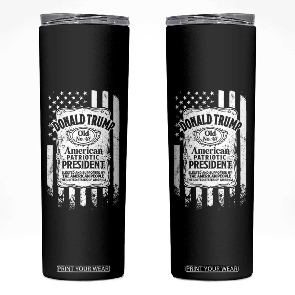 Trump 2024 Skinny Tumbler American Patriotic President 47 Whiskey Lover Patriotic TB09 Black Print Your Wear