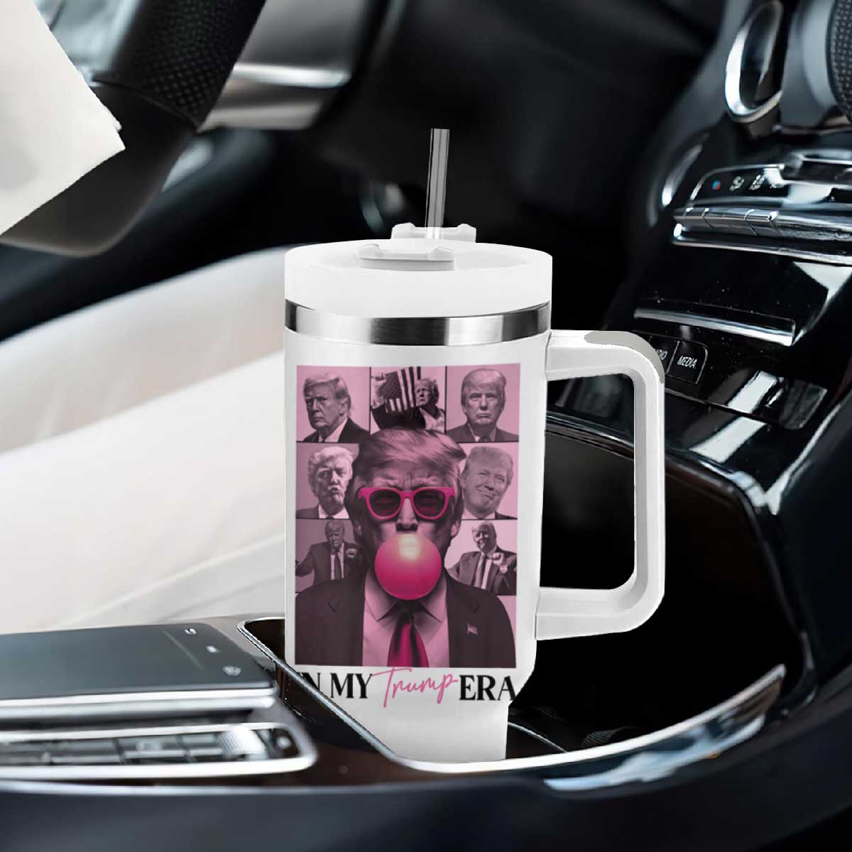 Trump Girl Era Tumbler With Handle Pink Trump Bubble Gum TB09 Print Your Wear