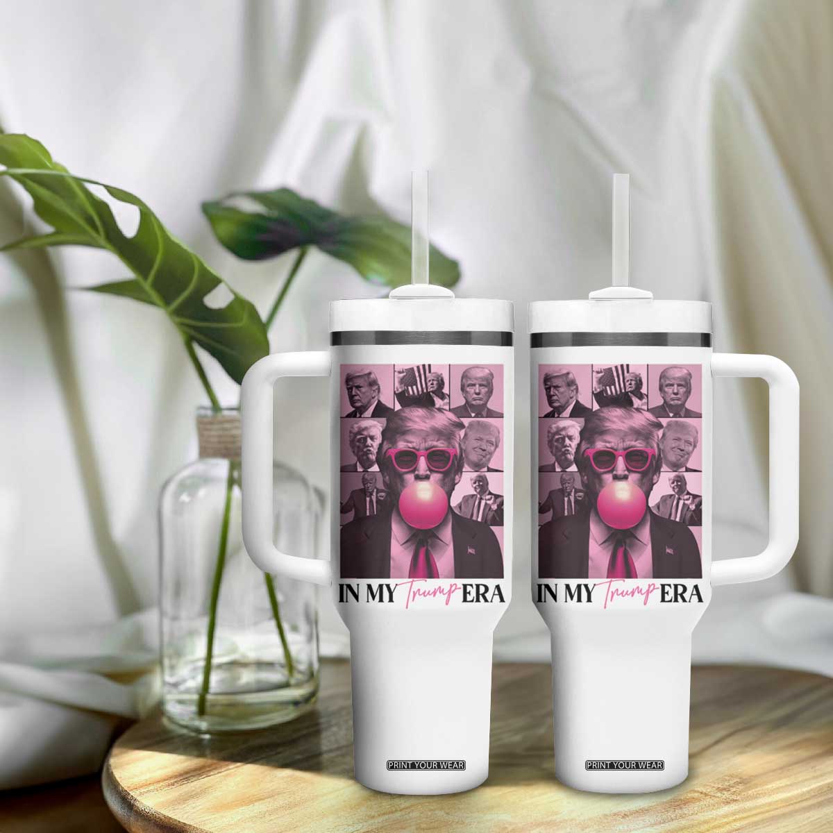 Trump Girl Era Tumbler With Handle Pink Trump Bubble Gum TB09 Print Your Wear