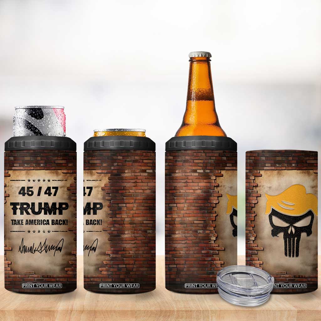 Trump 45 47 4 in 1 Can Cooler Tumbler Take America Back Vintage TB09 Print Your Wear