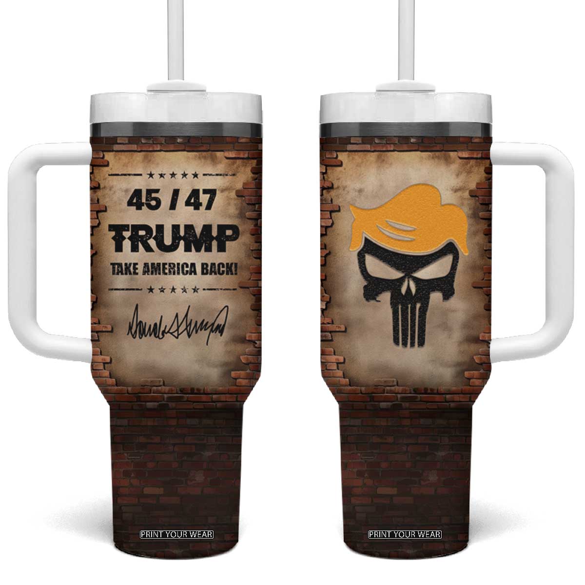 Trump 45 47 Tumbler With Handle Take America Back Vintage TB09 One Size: 40 oz Wall Print Your Wear