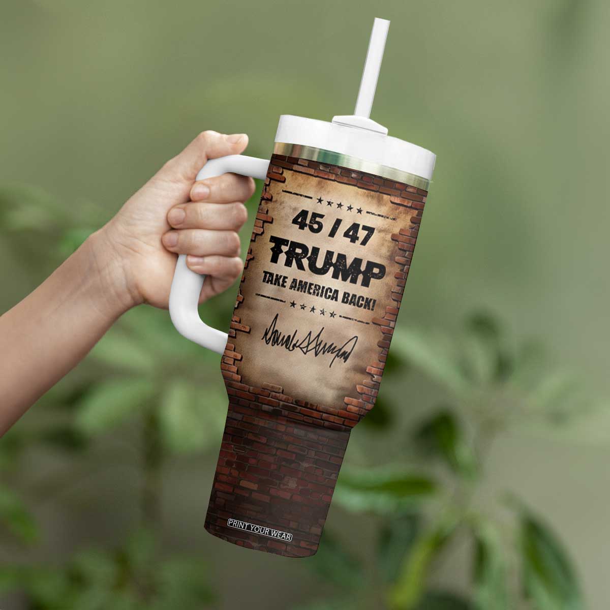 Trump 45 47 Tumbler With Handle Take America Back Vintage TB09 Print Your Wear