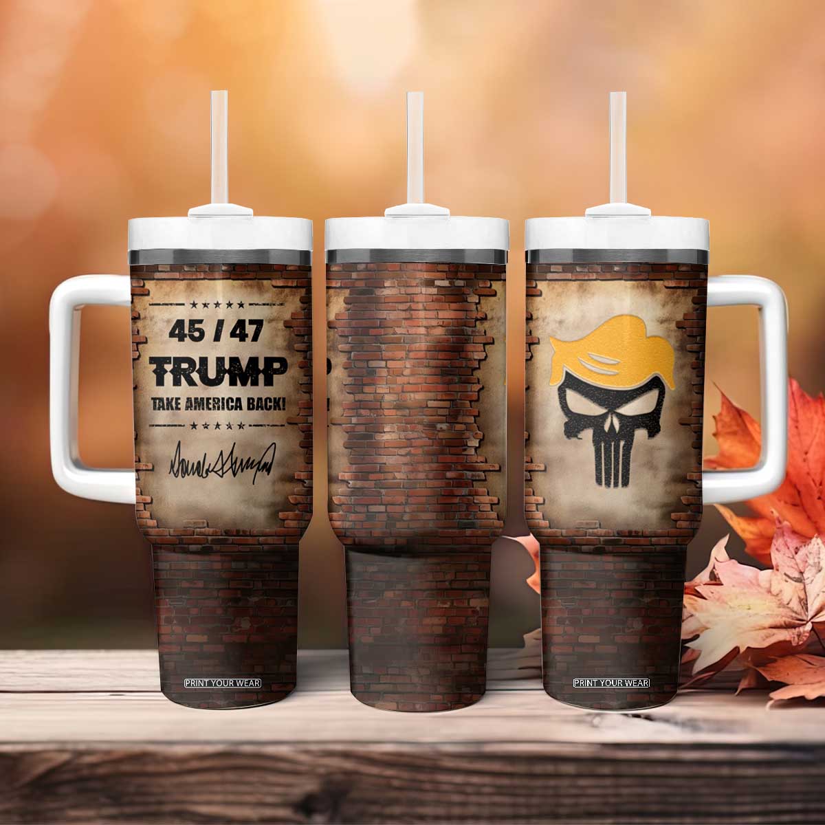 Trump 45 47 Tumbler With Handle Take America Back Vintage TB09 Print Your Wear