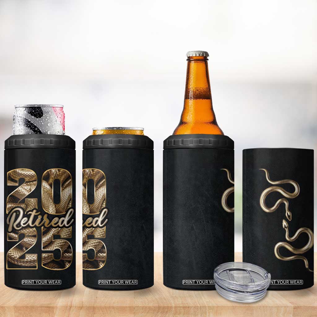 Year Of The Snake 2025 4 in 1 Can Cooler Tumbler Aesthetic Gold Snake Lucky TB09 Print Your Wear