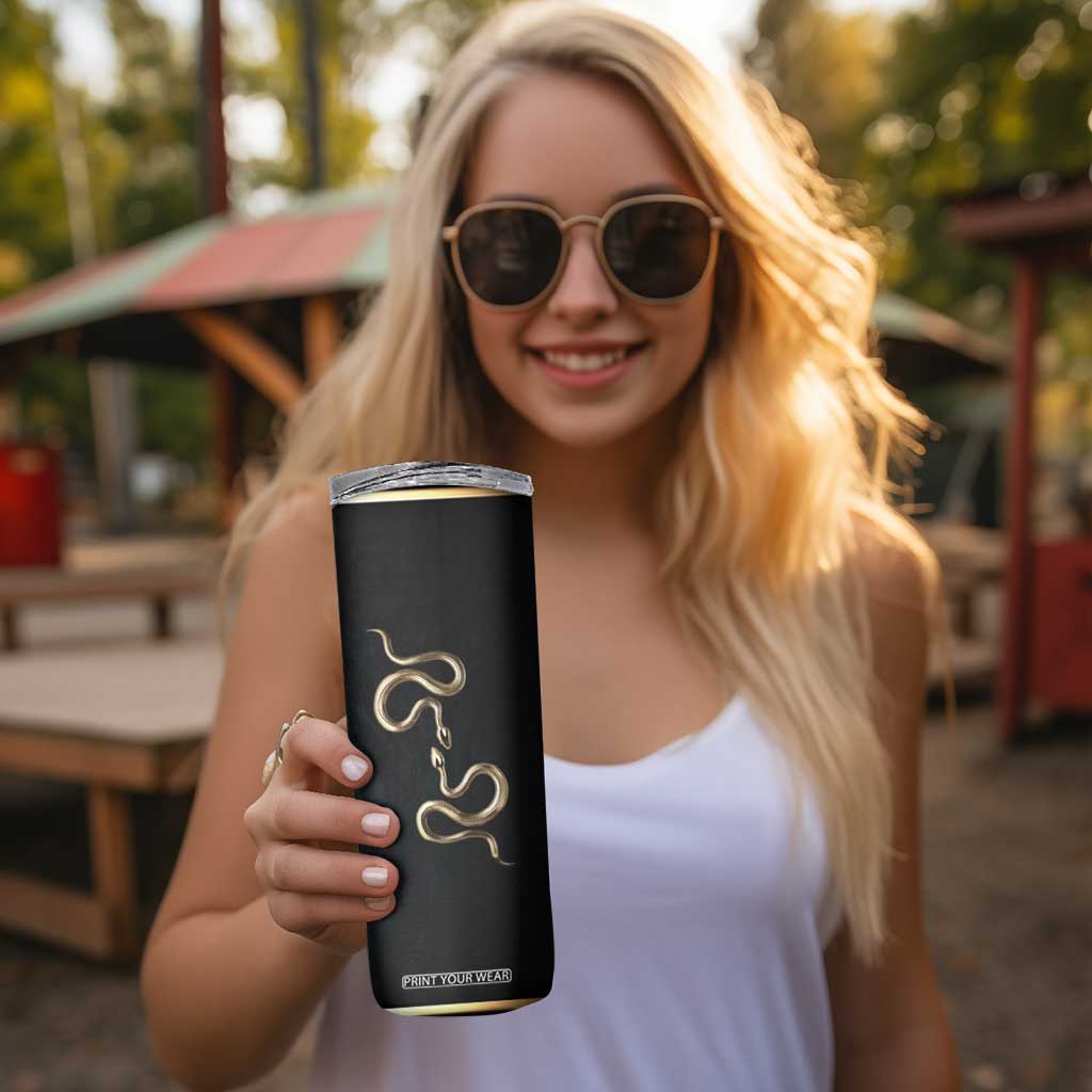 Year Of The Snake 2025 Skinny Tumbler Aesthetic Gold Snake Lucky TB09 Print Your Wear