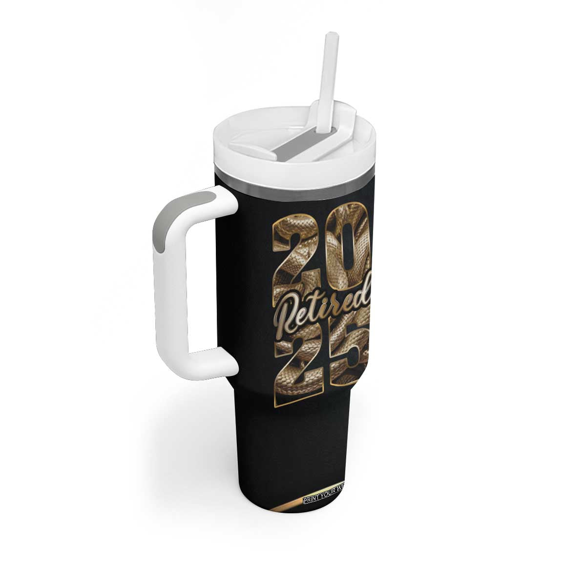 Year Of The Snake 2025 Tumbler With Handle Aesthetic Gold Snake Lucky TB09 Print Your Wear