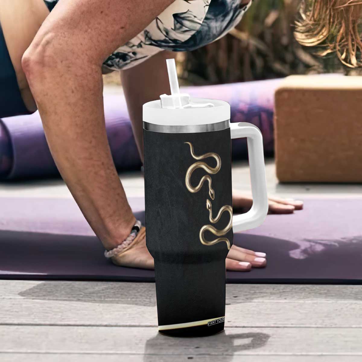 Year Of The Snake 2025 Tumbler With Handle Aesthetic Gold Snake Lucky TB09 Print Your Wear