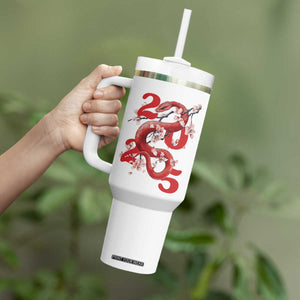 Year Of The Snake 2025 Tumbler With Handle Lu Fu Shou Chinese New Year Snake Cherry Blossom TB09 Print Your Wear
