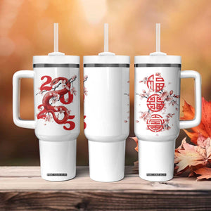 Year Of The Snake 2025 Tumbler With Handle Lu Fu Shou Chinese New Year Snake Cherry Blossom TB09 Print Your Wear