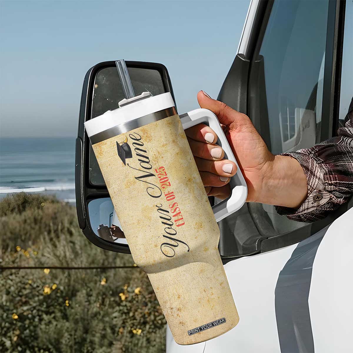 Personalized Graduation Gifts Tumbler With Handle Custom Name Congrats You Did It Class Of 2025 TB09 Print Your Wear