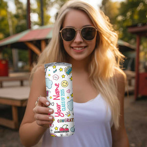 Personalized Graduation Gifts Skinny Tumbler Custom Name Cute Seniors Class Of 2025 TB09 Print Your Wear