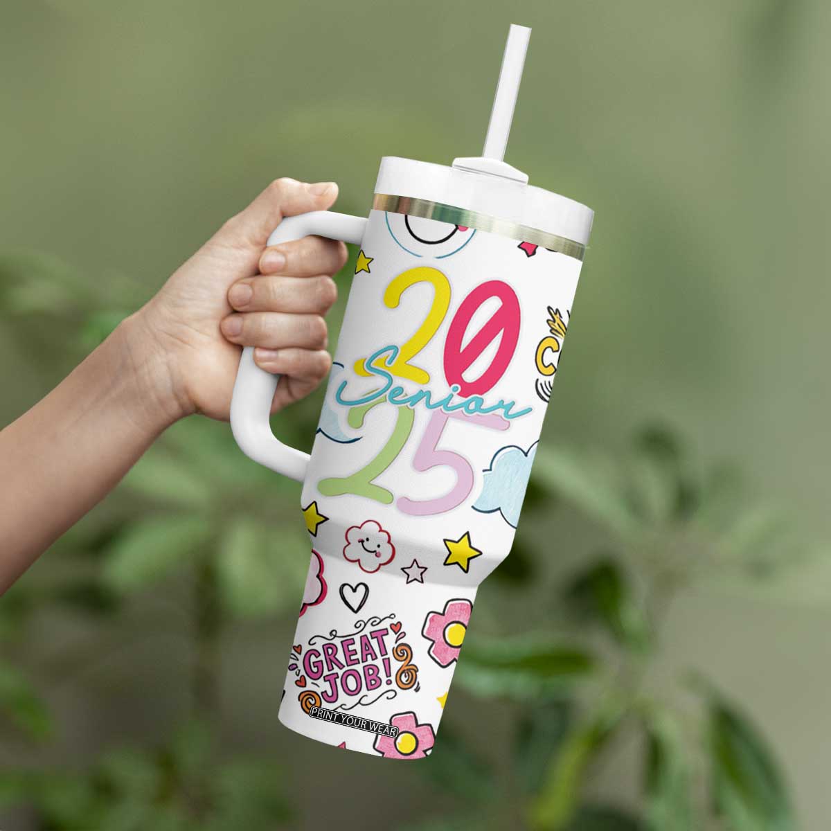 Personalized Graduation Gifts Tumbler With Handle Custom Name Cute Seniors Class Of 2025 TB09 Print Your Wear