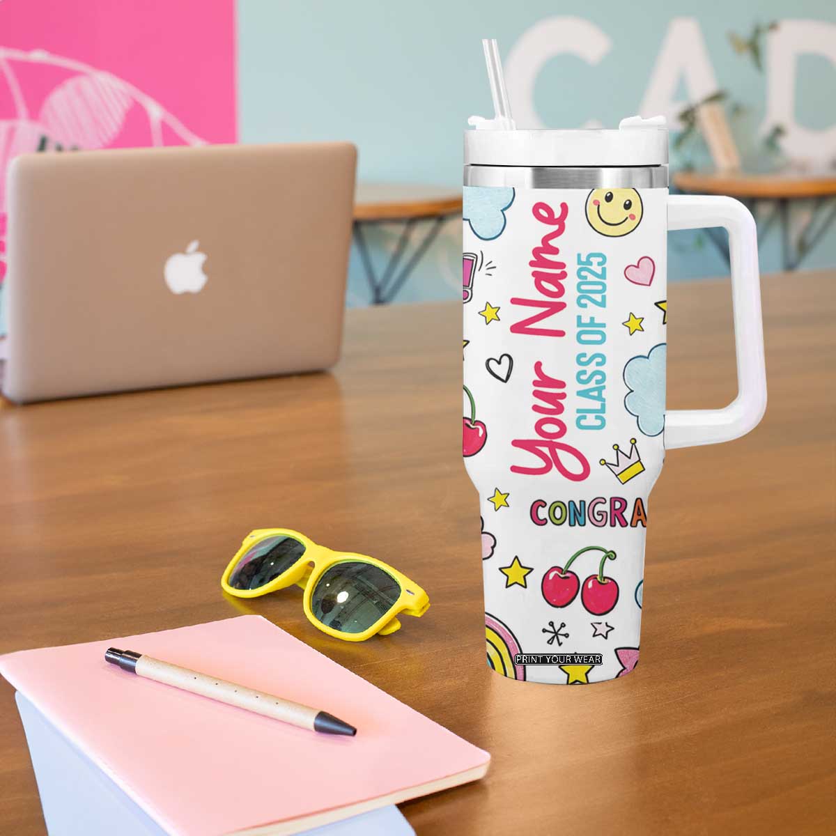 Personalized Graduation Gifts Tumbler With Handle Custom Name Cute Seniors Class Of 2025 TB09 Print Your Wear
