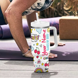 Personalized Graduation Gifts Tumbler With Handle Custom Name Cute Seniors Class Of 2025 TB09 Print Your Wear