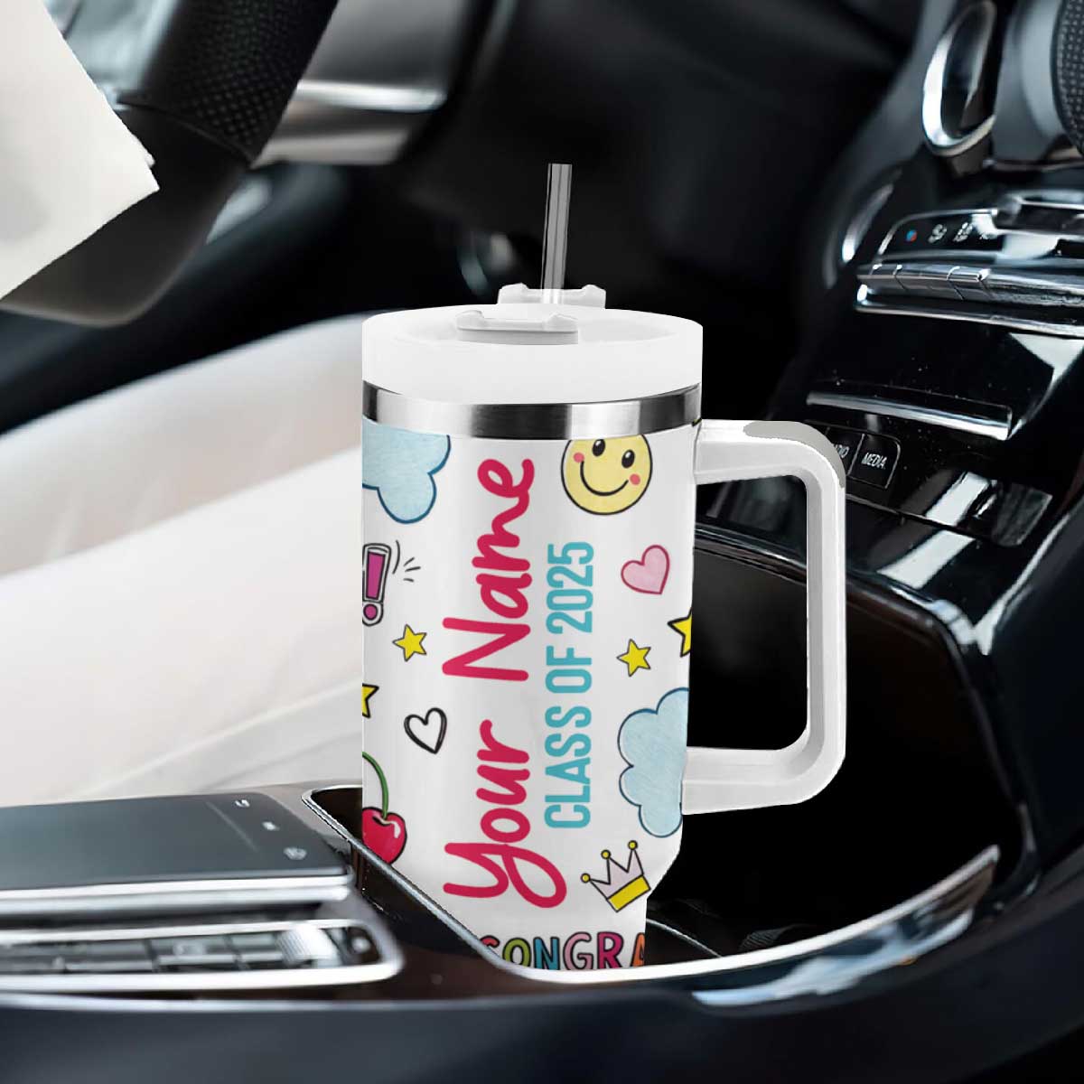 Personalized Graduation Gifts Tumbler With Handle Custom Name Cute Seniors Class Of 2025 TB09 Print Your Wear