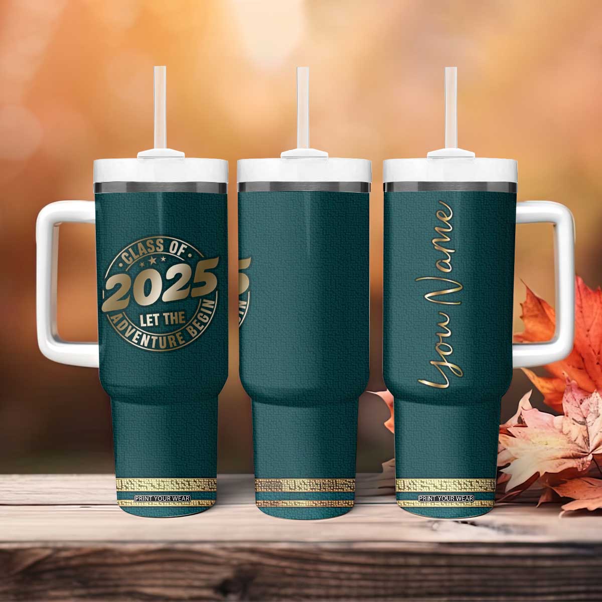 Personalized Graduation Gifts Tumbler With Handle Custom Name Class Of 2025 Let The Adventure Begin TB09 Print Your Wear